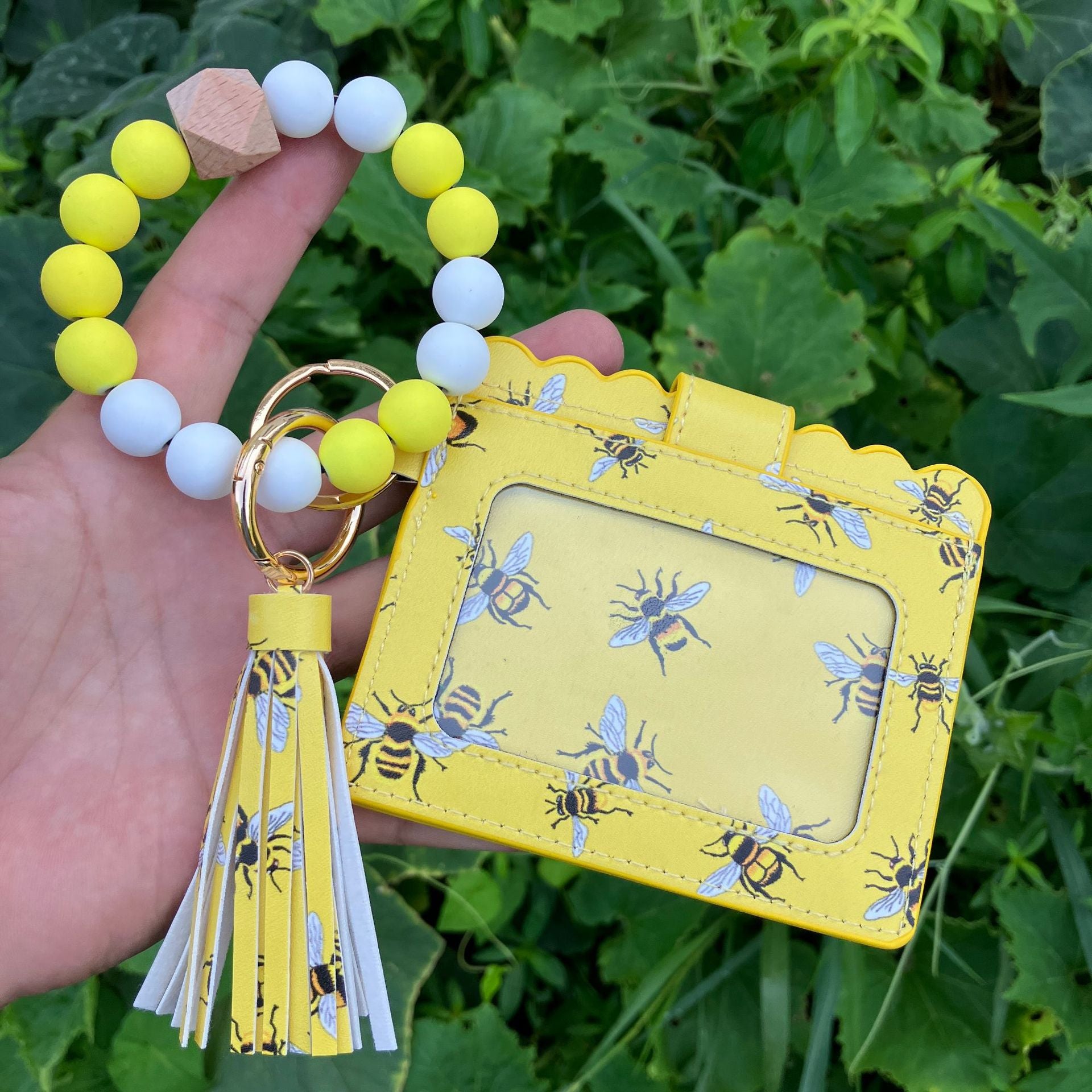 Wholesale Leopard Print Butterfly Beaded Bracelet Keychain